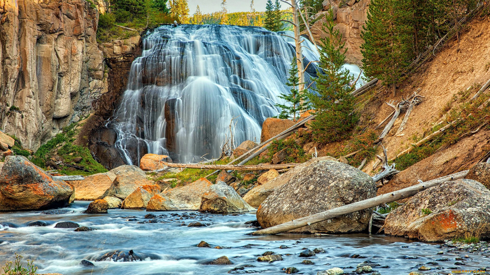 gibbon falls, yellowstone np, wyoming, , , gibbon, falls, yellowstone, np